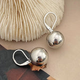 925 Silver Minimalist Round Bead Hoop Earring Geometric Fine Jewelry
