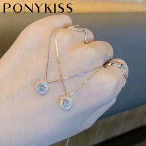 925 Silver Square Zircon Necklace for Women