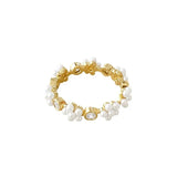 925 Silver Pearl Zircon Heart Flower Ring Women Adjustable Jewelry