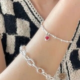 925 Silver Bamboo Geometric Love Bracelet Retro Style
