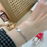 925 Silver Heart Zircon Women's Bracelet