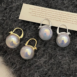 925 Silver Pearl Hoop Earrings for Women Party Vintage Jewelry