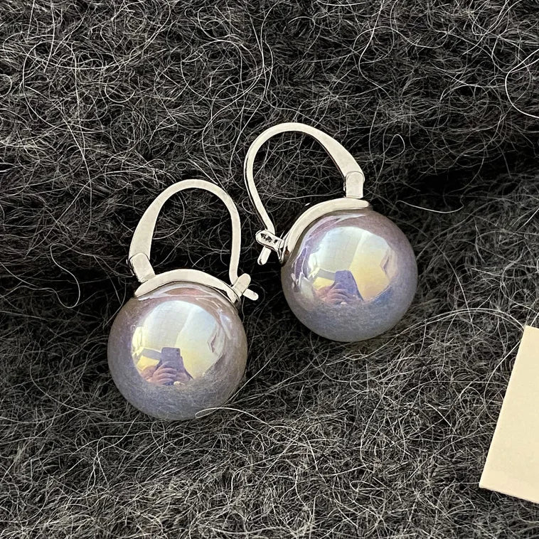 925 Silver Pearl Hoop Earrings for Women Party Vintage Jewelry