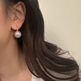 925 Silver Pearl Hoop Earrings for Women Party Vintage Jewelry
