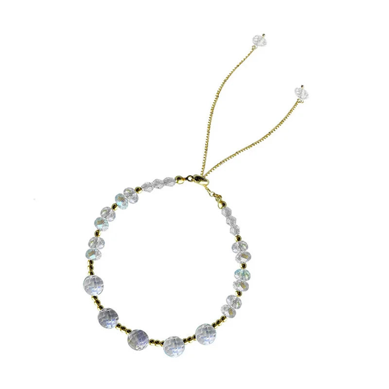 925 Silver Water Drop Crystal Charm Bracelet Women Vintage Jewelry