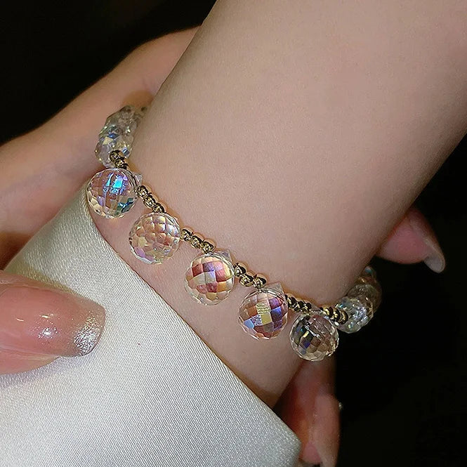 925 Silver Water Drop Crystal Charm Bracelet Women Vintage Jewelry