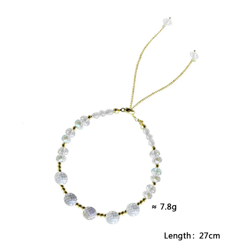 925 Silver Water Drop Crystal Charm Bracelet Women Vintage Jewelry