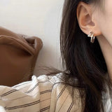 925 Silver Zircon Nail Round Hoop Earrings for Women