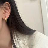 925 Silver Zircon Nail Round Hoop Earrings for Women