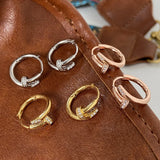 925 Silver Zircon Nail Round Hoop Earrings for Women
