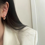 925 Silver Zircon Nail Round Hoop Earrings for Women