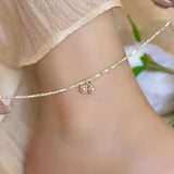 925 Silver Bell Charm Anklet for Women Geometric Jewelry
