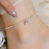 925 Silver Bell Charm Anklet for Women Geometric Jewelry