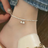 925 Silver Bell Charm Anklet for Women Geometric Jewelry