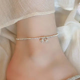 925 Silver Bell Charm Anklet for Women Geometric Jewelry