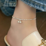 925 Silver Bell Charm Anklet for Women Geometric Jewelry