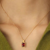 925 Silver Square Zircon Pendant Necklace for Women