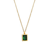 925 Silver Square Zircon Pendant Necklace for Women