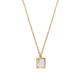 925 Silver Square Zircon Pendant Necklace for Women