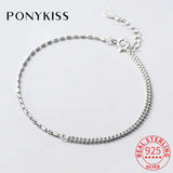 S925 Sterling Silver Beads Double chain Bracelets Fine Jewelry