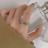 S925 Sterling Silver Irregular Flowers Adjustable Ring for Women