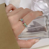 S925 Sterling Silver Irregular Flowers Adjustable Ring for Women