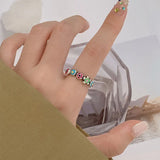 S925 Sterling Silver Irregular Flowers Adjustable Ring for Women