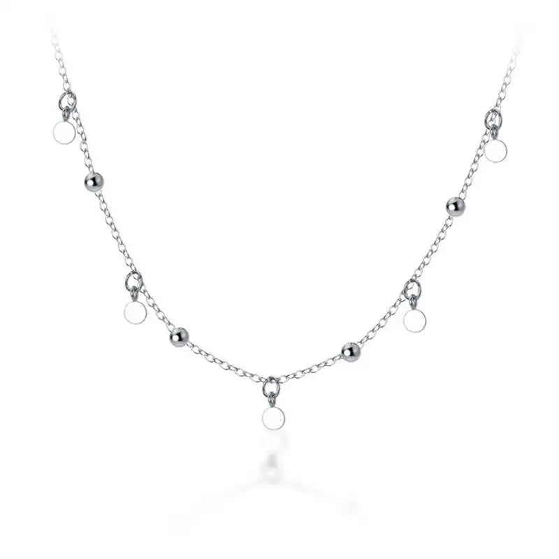 S925 Sterling Silver Bead Choker Necklace Chain for Women