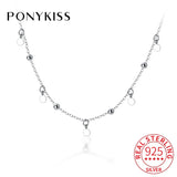 S925 Sterling Silver Bead Choker Necklace Chain for Women