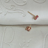 925 Silver Small Four Petal Flower Zircon Stud Earring for Women