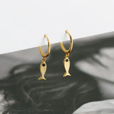 925 Silver Fish Zircon Hoop Earrings Women Anniversary Jewelry Gift