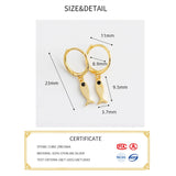 925 Silver Fish Zircon Hoop Earrings Women Anniversary Jewelry Gift