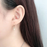 925 Silver Fish Zircon Hoop Earrings Women Anniversary Jewelry Gift