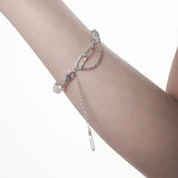 HipHop 925 Sterling Silver Double Layer Chain Pearl Bracelets
