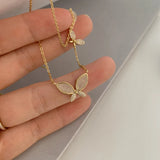 925 Silver Butterfly Shell Zircon Choker Necklace for Women