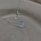 925 Silver Butterfly Shell Zircon Choker Necklace for Women