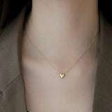 925 Silver Plated 14K Heart Pendant Choker Necklace Women Minimalist Jewelry