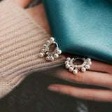 925 Silver Pearl Hoop Earrings - Party Jewelry Accessory