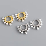 925 Silver Pearl Hoop Earrings - Party Jewelry Accessory