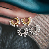 925 Silver Pearl Hoop Earrings - Party Jewelry Accessory