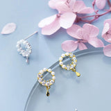 S925 Sterling Silver Animals Pearl Stud Earrings Women Party Jewelry