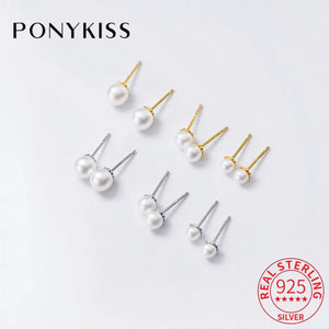 S925 Sterling Silver Animals Pearl Stud Earrings Women Party Jewelry