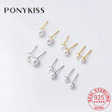 S925 Sterling Silver Animals Pearl Stud Earrings Women Party Jewelry