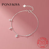 925 Silver Zircon Hearts Bracelet Wedding Jewelry