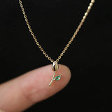 925 Silver 14K Zircon Rose Pendant Choker Necklace For Women