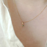 925 Silver 14K Zircon Rose Pendant Choker Necklace For Women