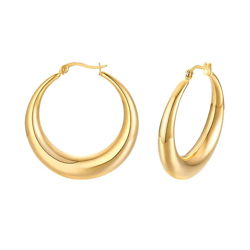 925 Silver 18k Round Hoop Earrings Classic Fine Jewelry Women Accessory