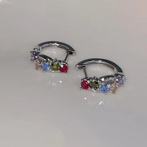 925 Silver Zircon Round Earrings Women Party Jewelry