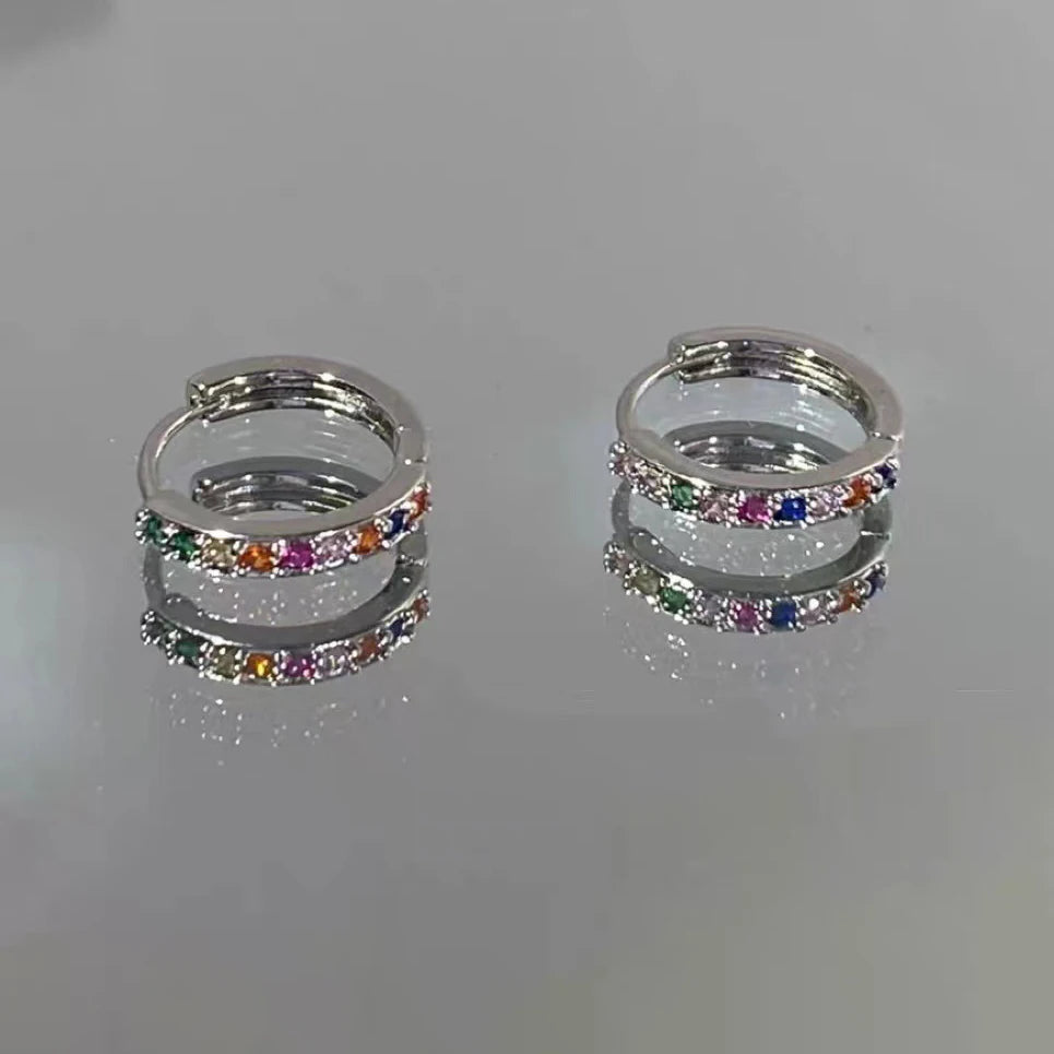 925 Silver Zircon Round Earrings Women Party Jewelry