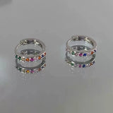 925 Silver Zircon Round Earrings Women Party Jewelry